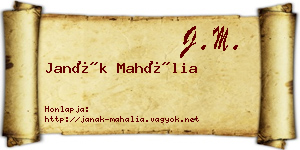Janák Mahália névjegykártya